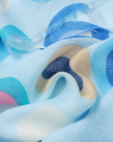 lightweight scarf, spotted scarf, fun scarf, shades of blue scarf